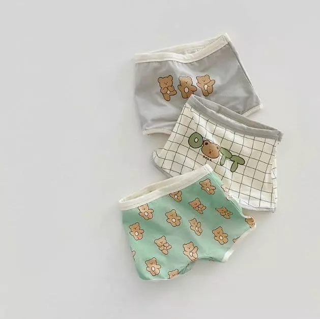 Miso - Korean Children Fashion - #Kfashion4kids - Bear Three Underwear Set - 6