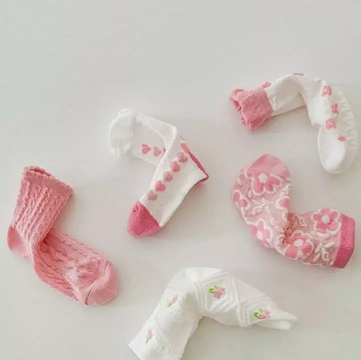 Miso - Korean Children Fashion - #childofig - Pink Flower Socks Set - 5
