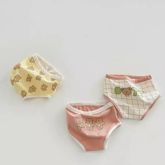Miso - Korean Children Fashion - #kidsshorts - Bear Three Underwear Set - 3