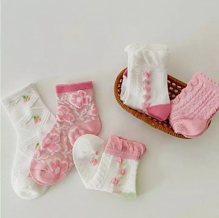 Miso - Korean Children Fashion - #minifashionista - Pink Flower Socks Set - 4