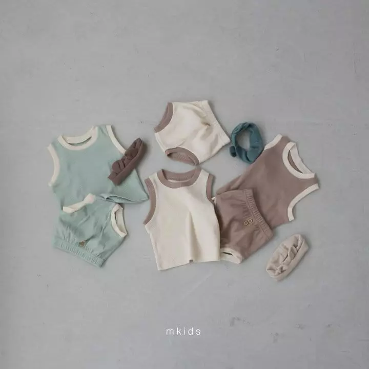 Mkids - Korean Baby Fashion - #babyoutfit - Waffle Top Bottom Set - 2