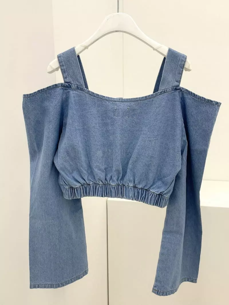 Monroe - Korean Women Fashion - #womensfashion - Denim Off Blouse - 4