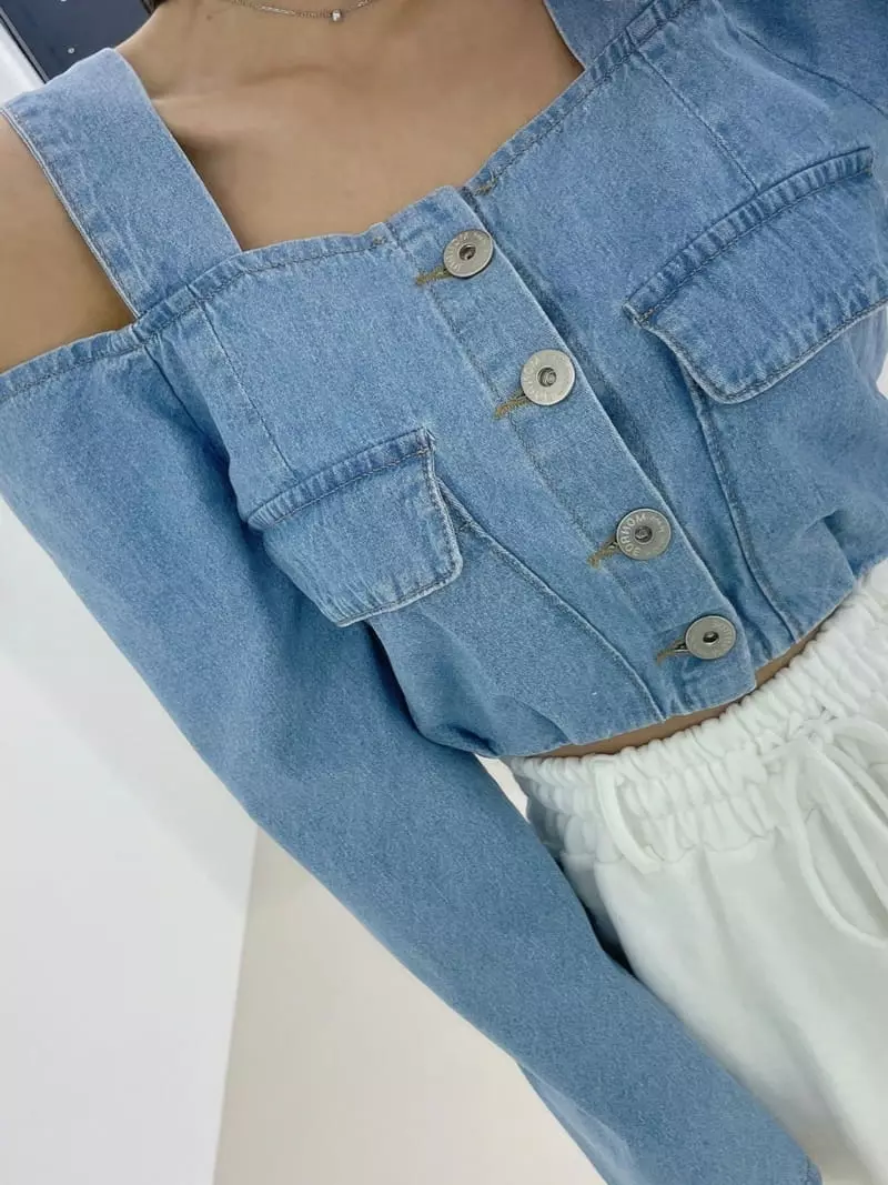 Monroe - Korean Women Fashion - #thelittlethings - Denim Off Blouse