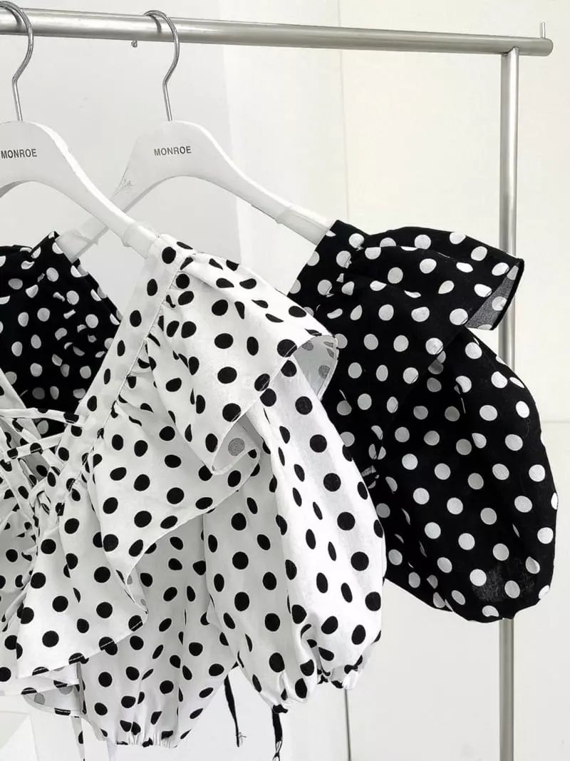 Monroe - Korean Women Fashion - #momslook - Dot Pulin Blouse - 4