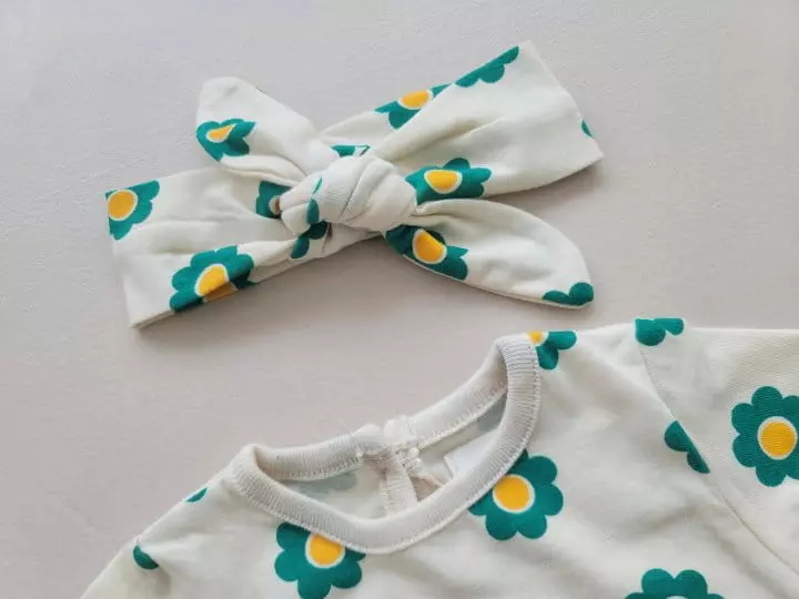 Moran - Korean Baby Fashion - #babyfashion - Mong Flwoer Bodysuit with Hairband - 3