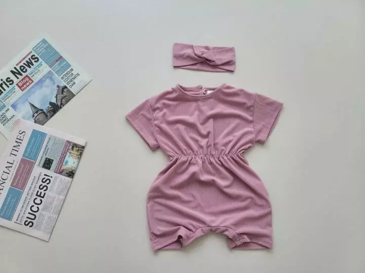 Moran - Korean Baby Fashion - #babyootd - Cool Pleats Bodysuit with Hairband - 3