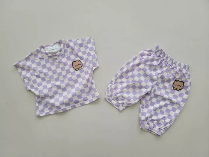 Moran - Korean Children Fashion - #kidsstore - Ribbon Bear Top Bottom Set - 7