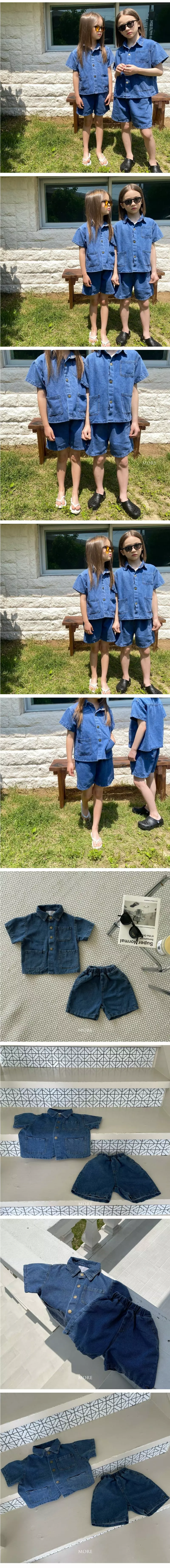 More - Korean Children Fashion - #littlefashionista - Denim Top Bottom Set - 3