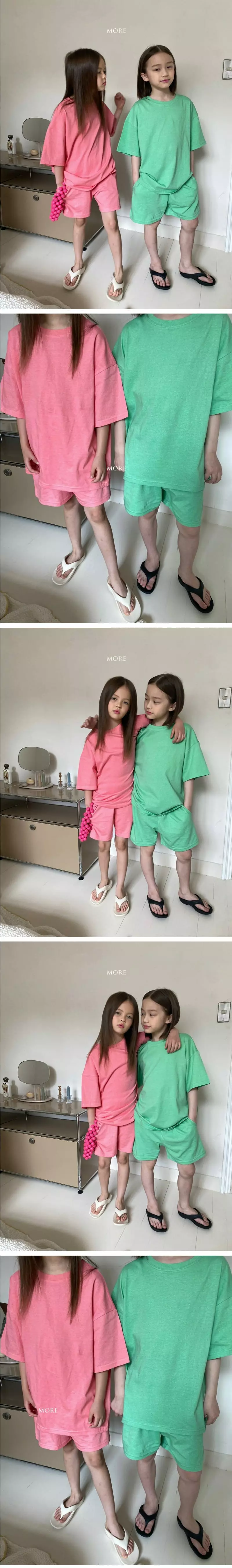 More - Korean Children Fashion - #minifashionista - Pigment Washing Top Bottom Set - 2