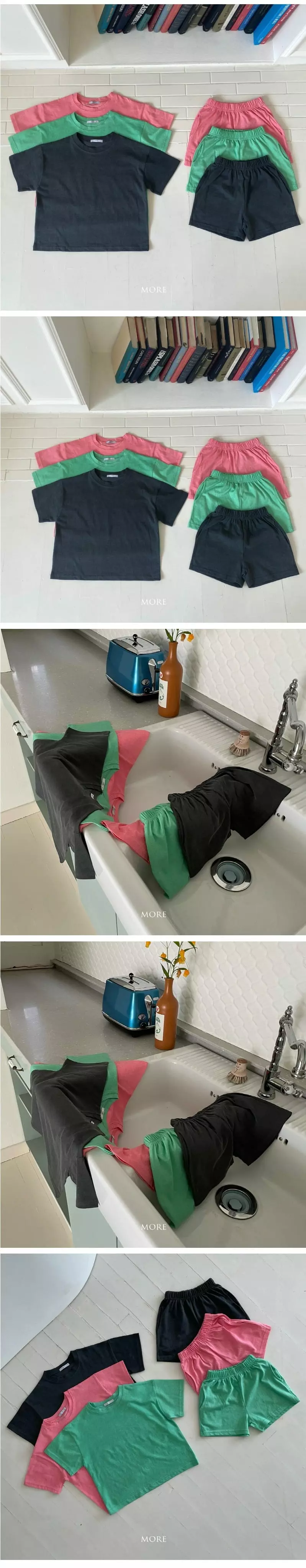 More - Korean Children Fashion - #stylishchildhood - Pigment Washing Top Bottom Set - 6