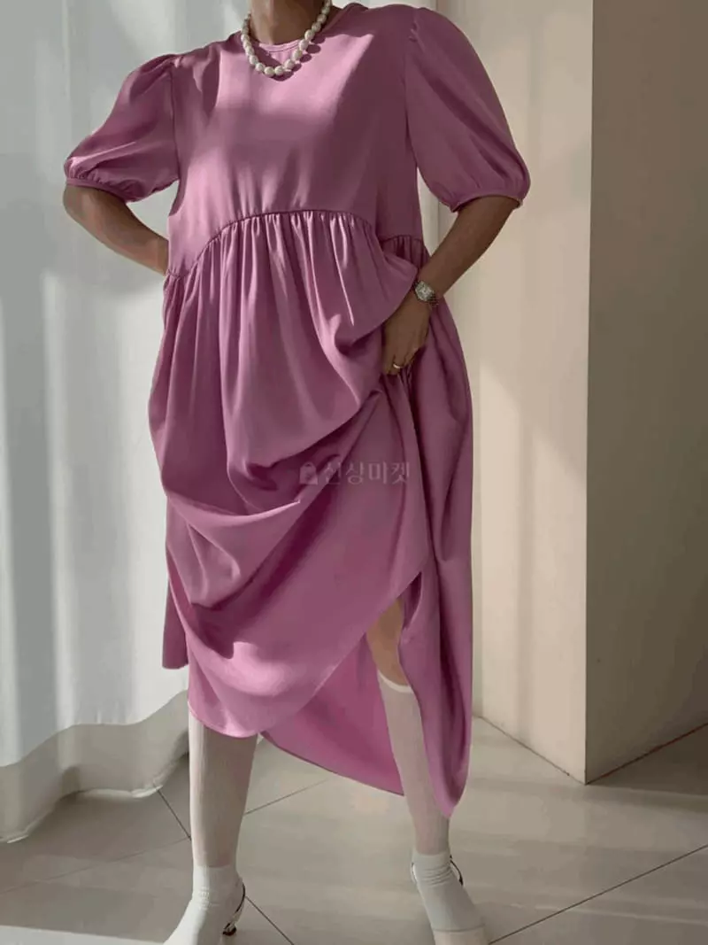 Mosaic - Korean Women Fashion - #momslook - Shasha Pop Corn Shirring One-piece
