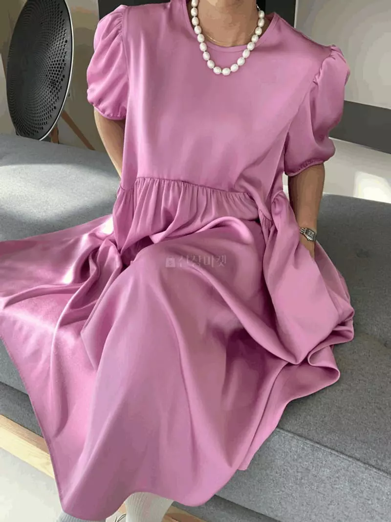 Mosaic - Korean Women Fashion - #momslook - Shasha Pop Corn Shirring One-piece - 3