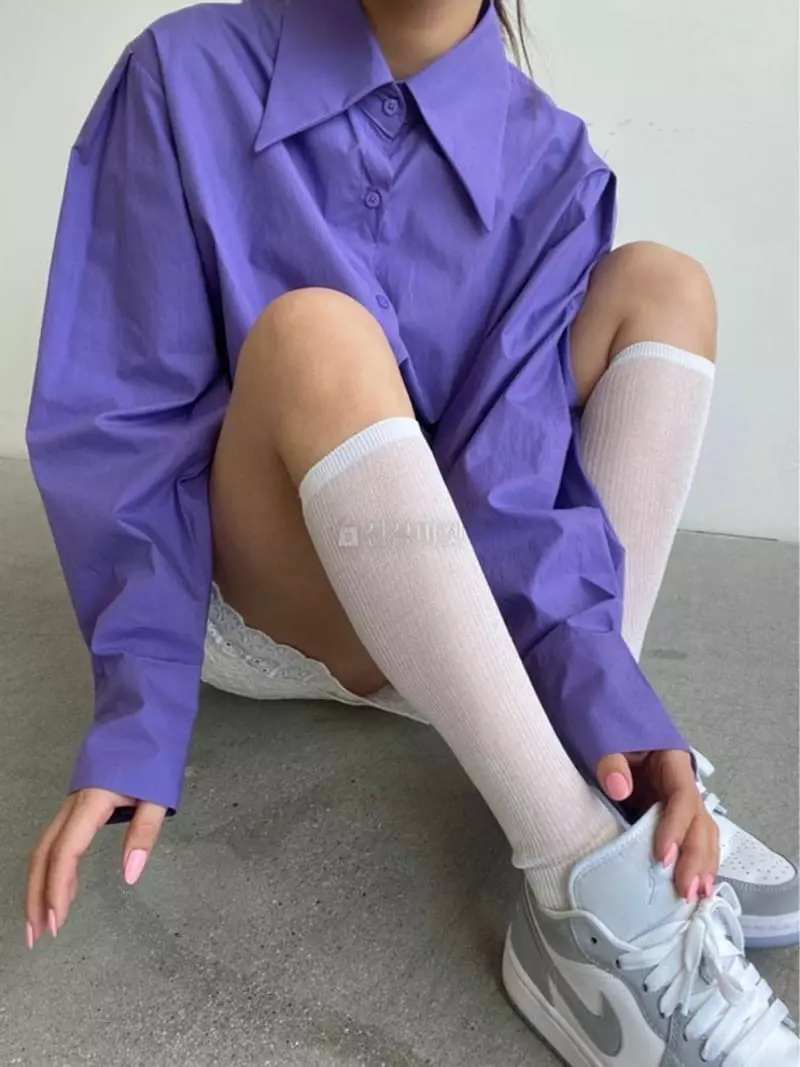 Mosaic - Korean Women Fashion - #womensfashion - Big Collar Over Puff Shirt - 4