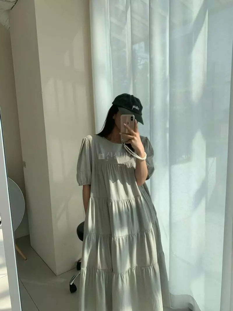 Mosaic - Korean Women Fashion - #momslook - Balloon Cancan Long One-piece - 2