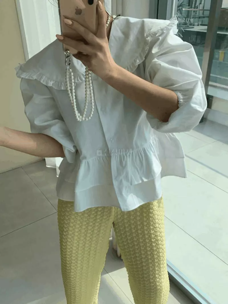 Mosaic - Korean Women Fashion - #momslook - Madeleine Frill Shirt - 4