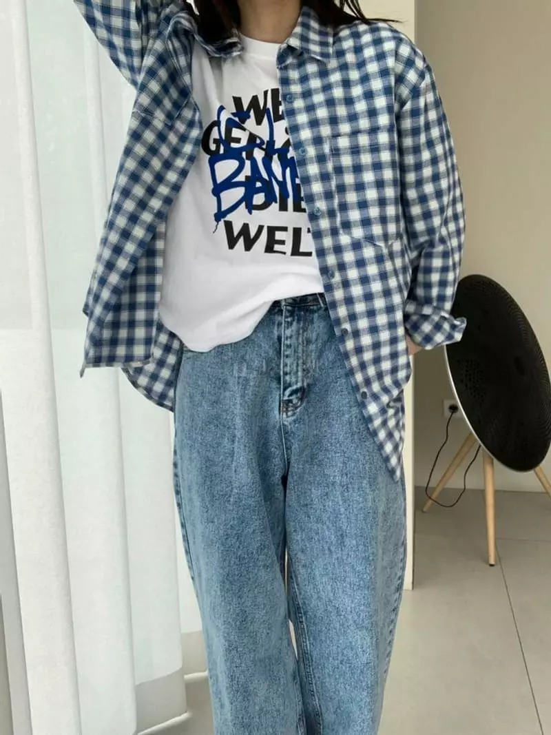 Mosaic - Korean Women Fashion - #momslook - Overfit Pocket Check Shirt - 3