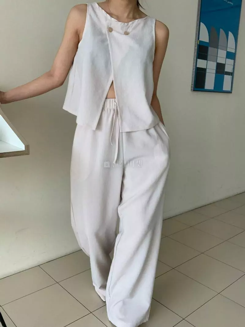 Mosaic - Korean Women Fashion - #shopsmall - Cook Banding Wide Pants - 4