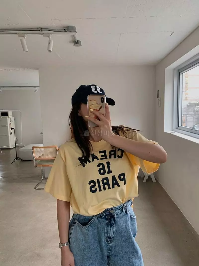 Mosaic - Korean Women Fashion - #vintagekidsstyle - Cream Paris Tee