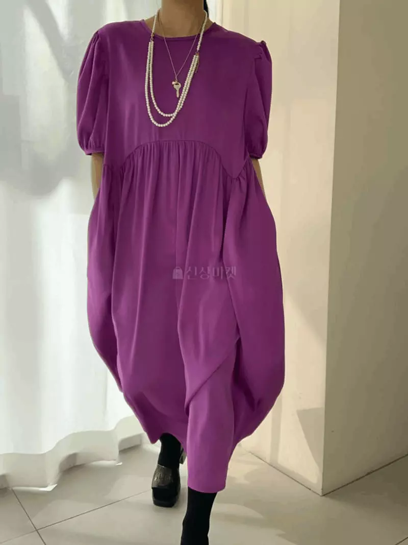 Mosaic - Korean Women Fashion - #momslook - Shasha Pop Corn Shirring One-piece - 4