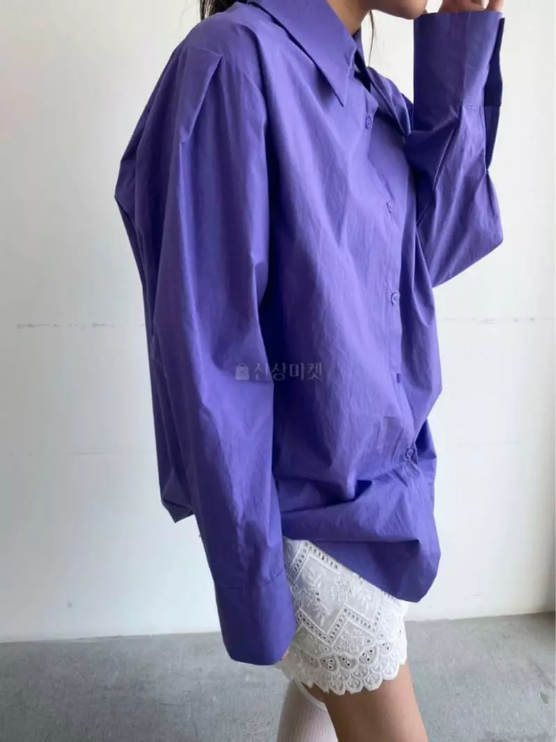 Mosaic - Korean Women Fashion - #womensfashion - Big Collar Over Puff Shirt - 3