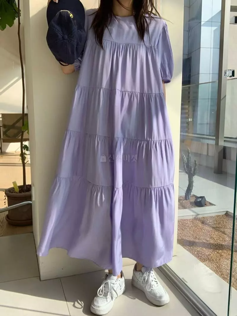 Mosaic - Korean Women Fashion - #womensfashion - Balloon Cancan Long One-piece - 3