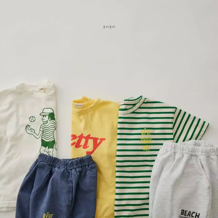 Mui Mui - Korean Children Fashion - #childrensboutique - Lettering Stripes Tee