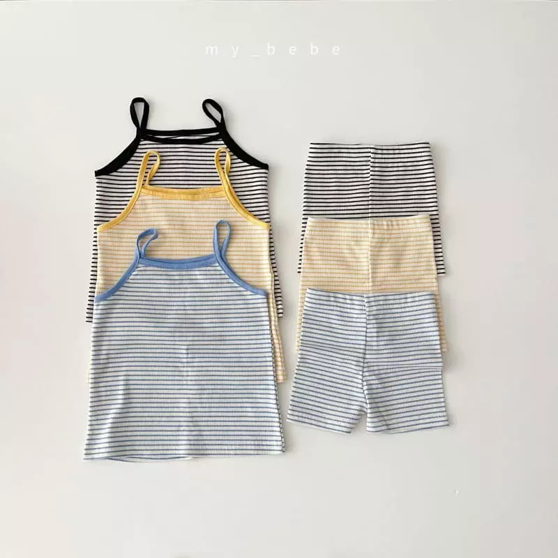 My Bebe - Korean Children Fashion - #Kfashion4kids - Stripes Sleeveless Easywear - 12