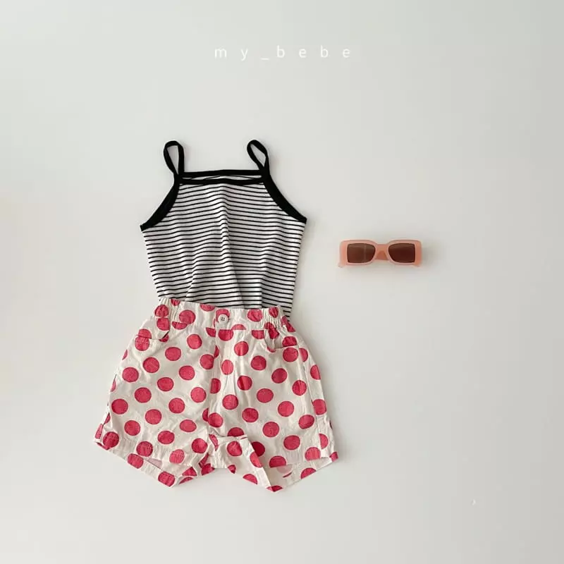 My Bebe - Korean Children Fashion - #kidsshorts - Stripes Sleeveless Easywear - 9
