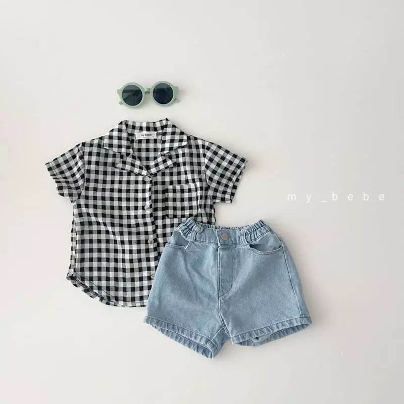 My Bebe - Korean Children Fashion - #Kfashion4kids - Collar Check Shirt - 4