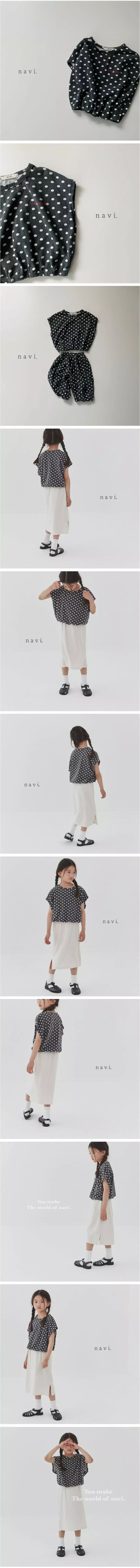 Navi - Korean Children Fashion - #kidsshorts - Dot Crop Tee