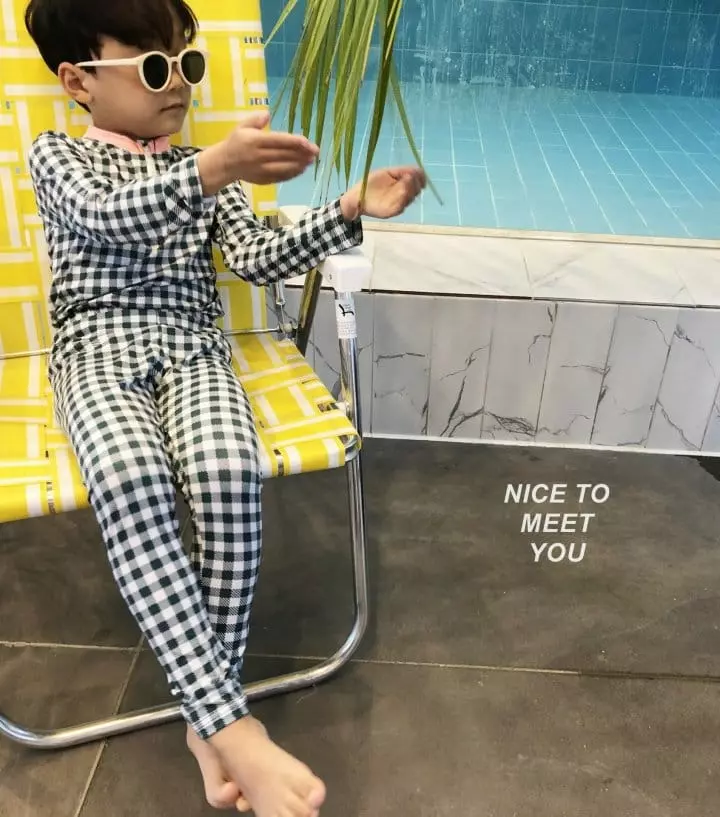 Nice To Meet You - Korean Children Fashion - #childrensboutique - Check Check Rashguard Set - 6