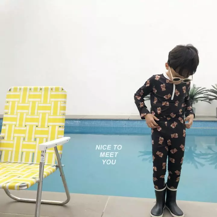 Nice To Meet You - Korean Children Fashion - #childrensboutique - Bear Rashguard Set - 5