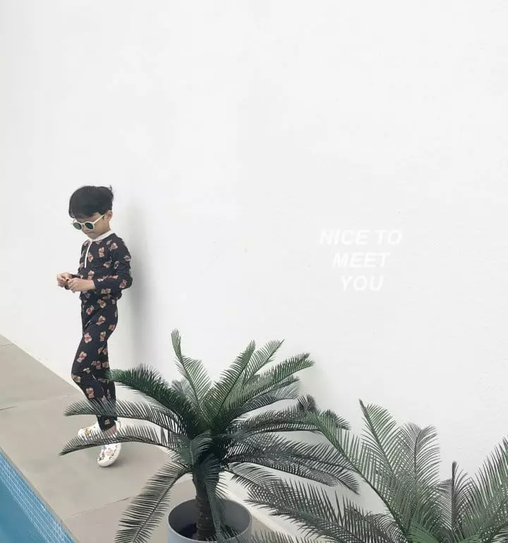 Nice To Meet You - Korean Children Fashion - #designkidswear - Bear Rashguard Set - 6