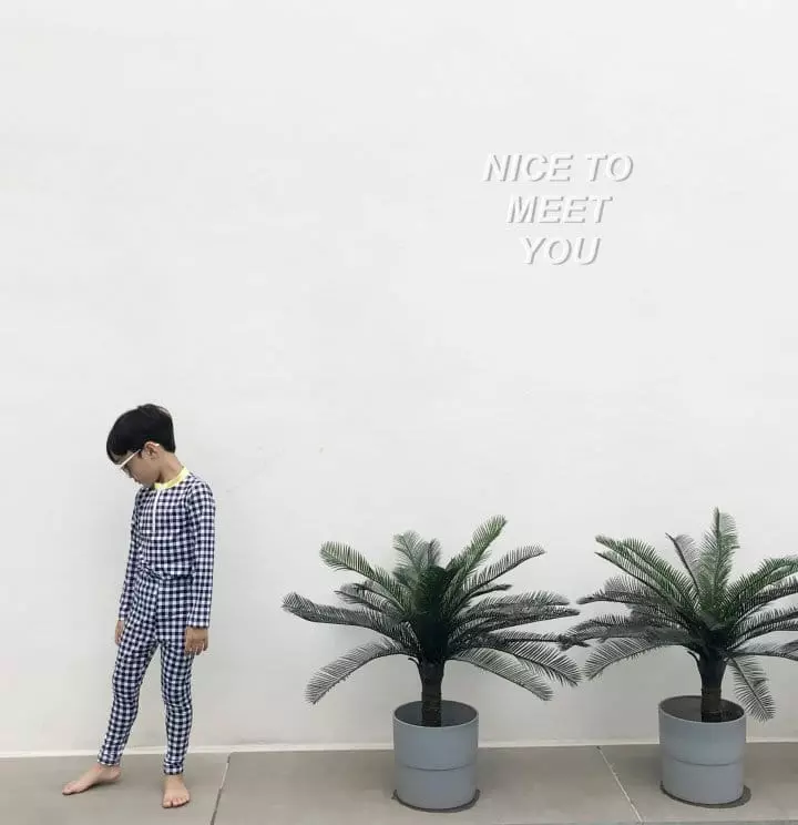 Nice To Meet You - Korean Children Fashion - #fashionkids - Check Check Rashguard Set - 9