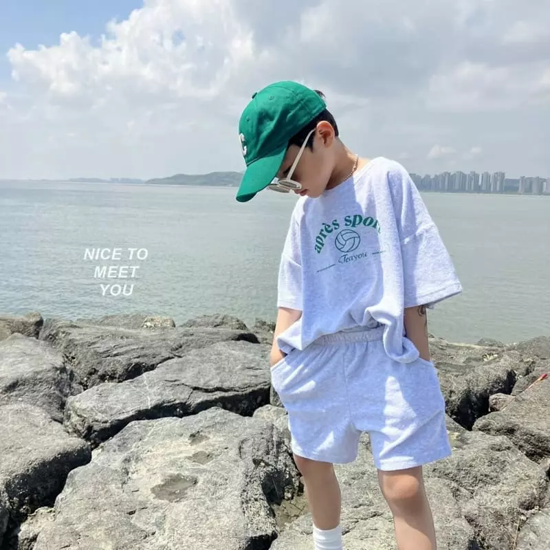 Nice To Meet You - Korean Children Fashion - #kidsshorts - Sporty Terry Top Bottom Set
