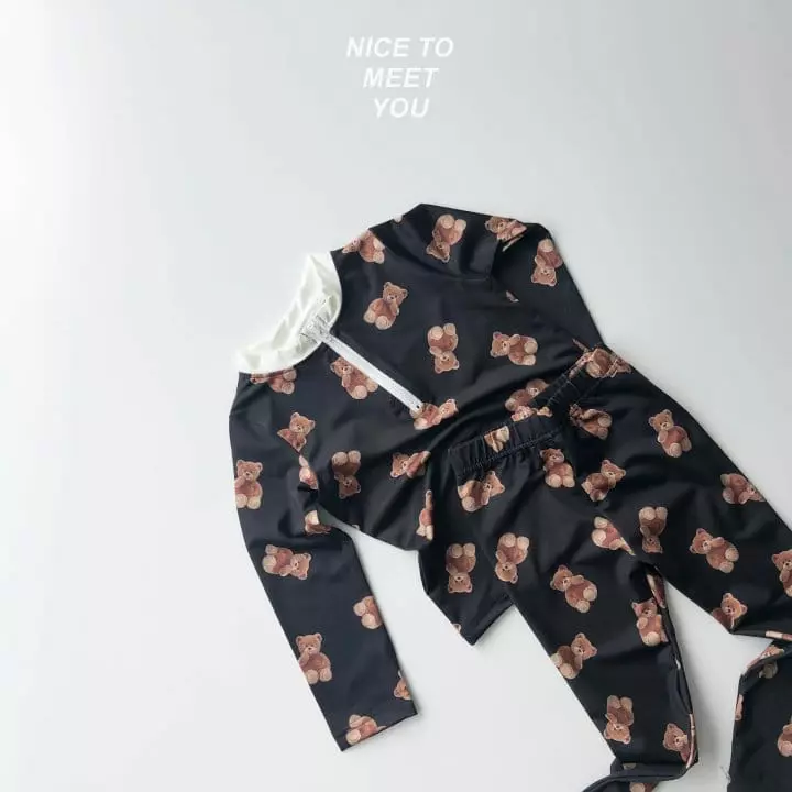 Nice To Meet You - Korean Children Fashion - #kidsshorts - Bear Rashguard Set - 9