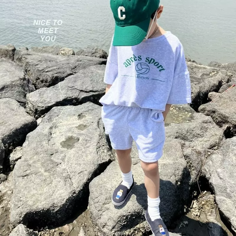 Nice To Meet You - Korean Children Fashion - #kidsstore - Sporty Terry Top Bottom Set - 2