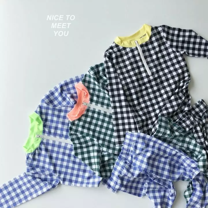 Nice To Meet You - Korean Children Fashion - #kidsstore - Check Check Rashguard Set - 11