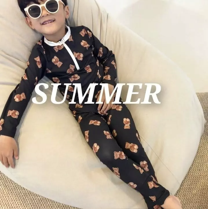 Nice To Meet You - Korean Children Fashion - #todddlerfashion - Bear Rashguard Set