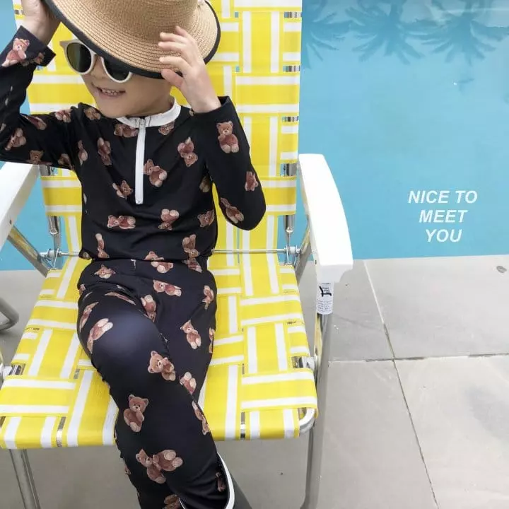 Nice To Meet You - Korean Children Fashion - #toddlerclothing - Bear Rashguard Set - 2
