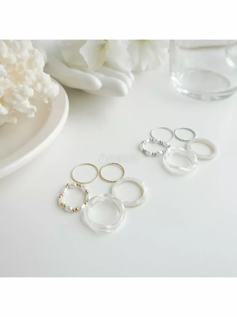 Noii - Korean Women Fashion - #momslook - R1246 Ring Set - 2