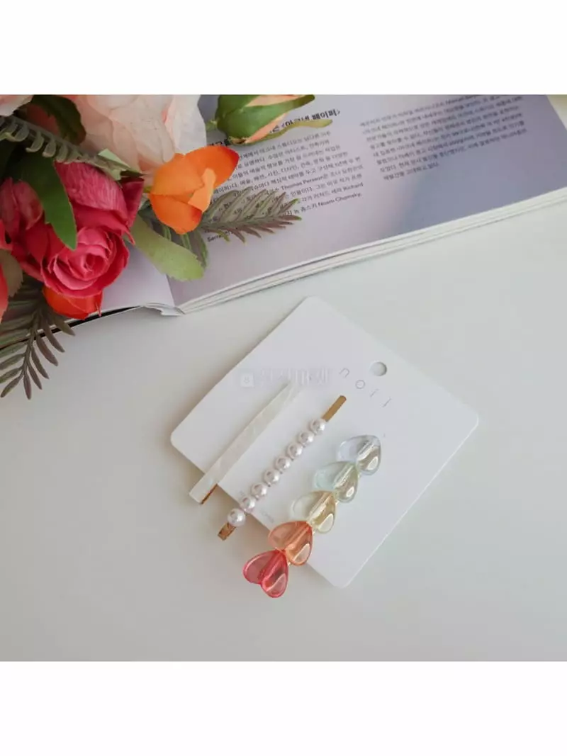Noii - Korean Women Fashion - #momslook - H1506 Heart Hairpin Set - 4