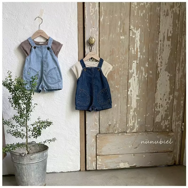 Nunubiel - Korean Baby Fashion - #babyfever - Egg Denim Romper with Bonnet - 6