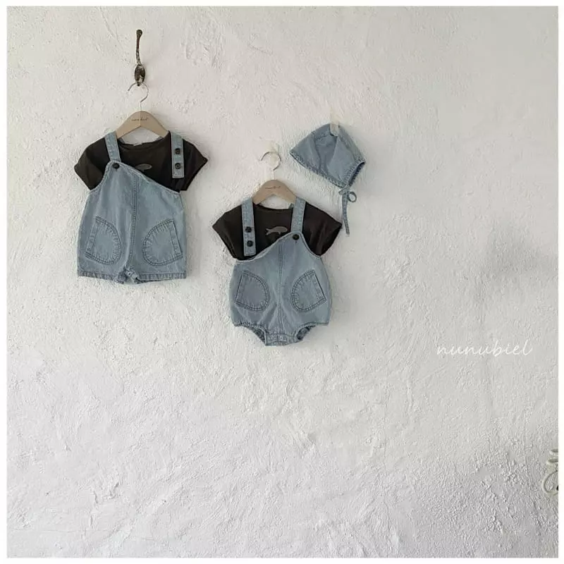 Nunubiel - Korean Baby Fashion - #babyoninstagram - Egg Denim Romper with Bonnet - 9