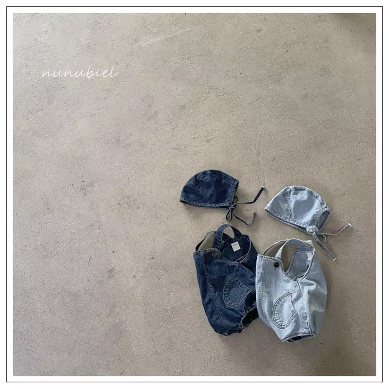 Nunubiel - Korean Baby Fashion - #smilingbaby - Egg Denim Romper with Bonnet