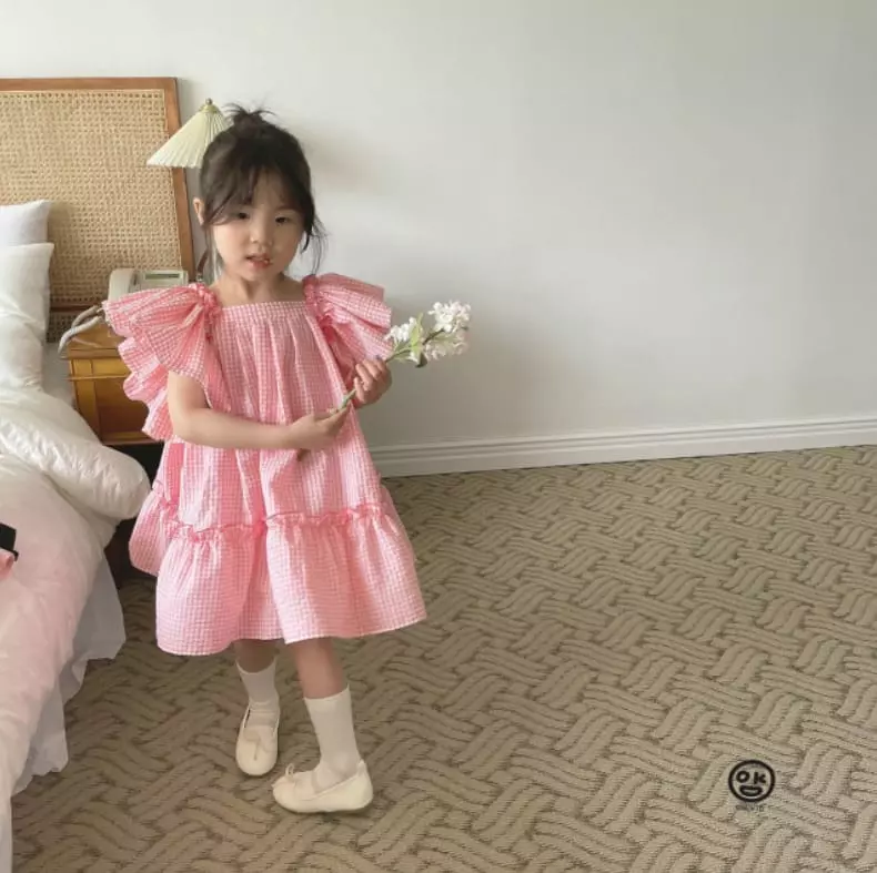 Oh Kids - Korean Children Fashion - #childofig - Check Frill One-piece - 4
