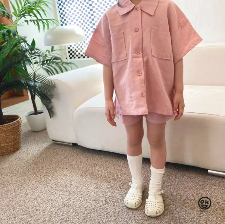 Oh Kids - Korean Children Fashion - #childrensboutique - Linen Top Bottom Set - 6