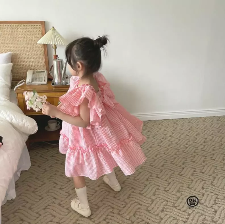 Oh Kids - Korean Children Fashion - #designkidswear - Check Frill One-piece - 6