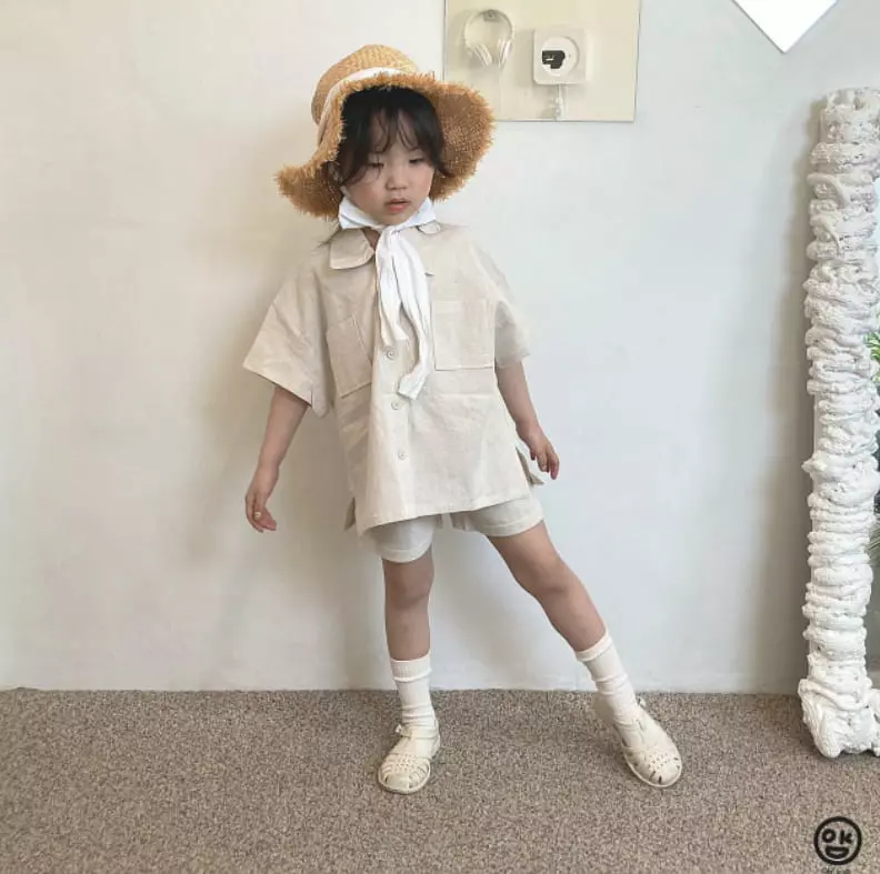 Oh Kids - Korean Children Fashion - #prettylittlegirls - Linen Top Bottom Set