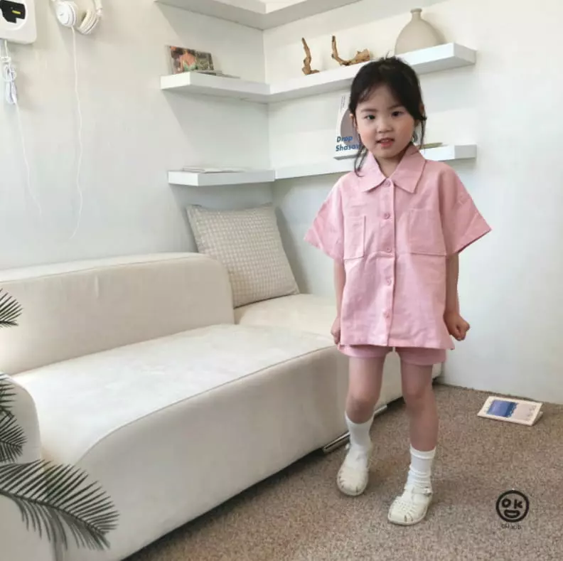 Oh Kids - Korean Children Fashion - #toddlerclothing - Linen Top Bottom Set - 4